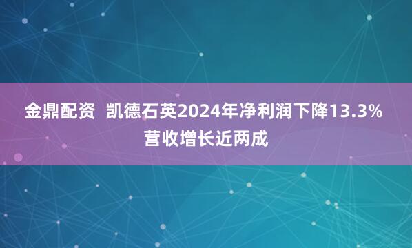 金鼎配资  凯德石英2024年净利润下降13.3% 营收增长近两成